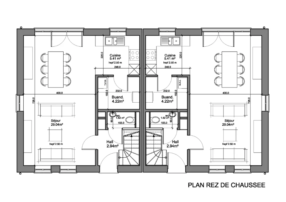 Plan rez-de-chaussée TC09 Invest